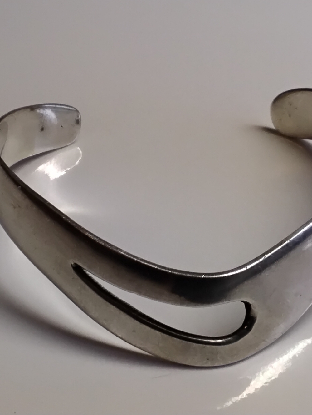 Modernist  1980/2000s ,925 Sterling  Mexico JRY signed Cuff  Bangle 2" D.